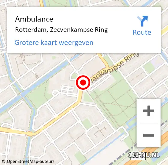 Locatie op kaart van de 112 melding: Ambulance Rotterdam, Zecvenkampse Ring op 11 april 2021 14:28