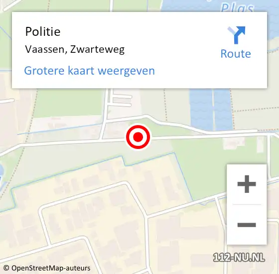 Locatie op kaart van de 112 melding: Politie Vaassen, Zwarteweg op 11 april 2021 20:23