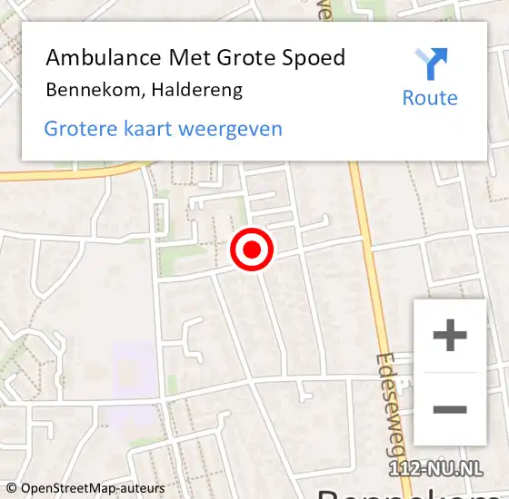 Locatie op kaart van de 112 melding: Ambulance Met Grote Spoed Naar Bennekom, Haldereng op 11 april 2021 20:58