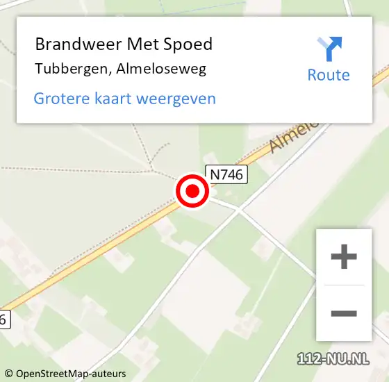 Locatie op kaart van de 112 melding: Brandweer Met Spoed Naar Tubbergen, Almeloseweg op 11 april 2021 21:46