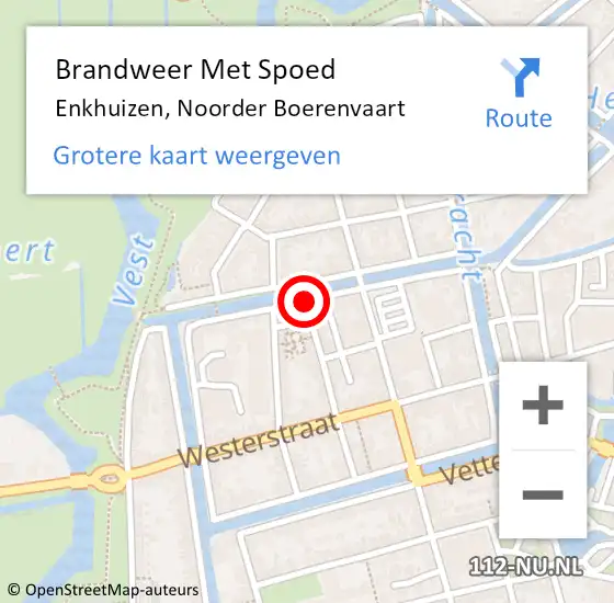 Locatie op kaart van de 112 melding: Brandweer Met Spoed Naar Enkhuizen, Noorder Boerenvaart op 11 april 2021 22:00