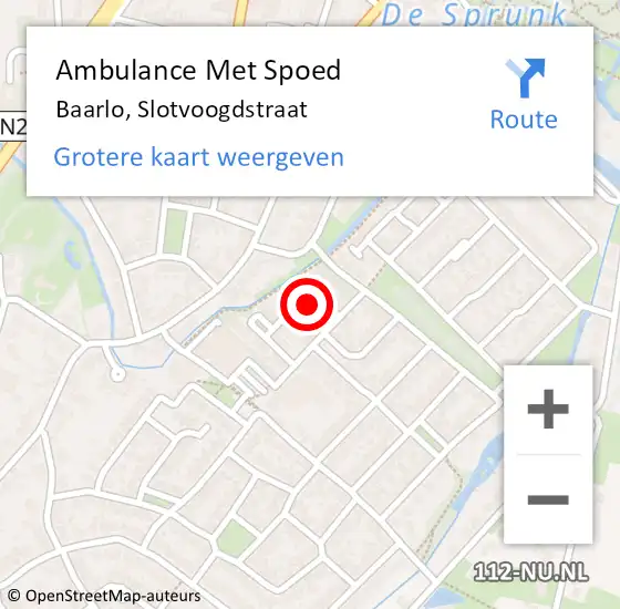 Locatie op kaart van de 112 melding: Ambulance Met Spoed Naar Baarlo, Slotvoogdstraat op 7 juni 2014 15:24