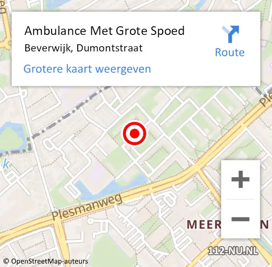 Locatie op kaart van de 112 melding: Ambulance Met Grote Spoed Naar Beverwijk, Dumontstraat op 11 april 2021 23:01