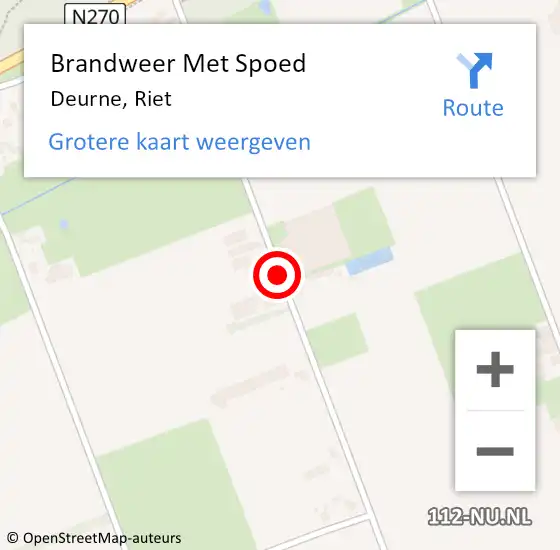 Locatie op kaart van de 112 melding: Brandweer Met Spoed Naar Deurne, Riet op 12 april 2021 01:47