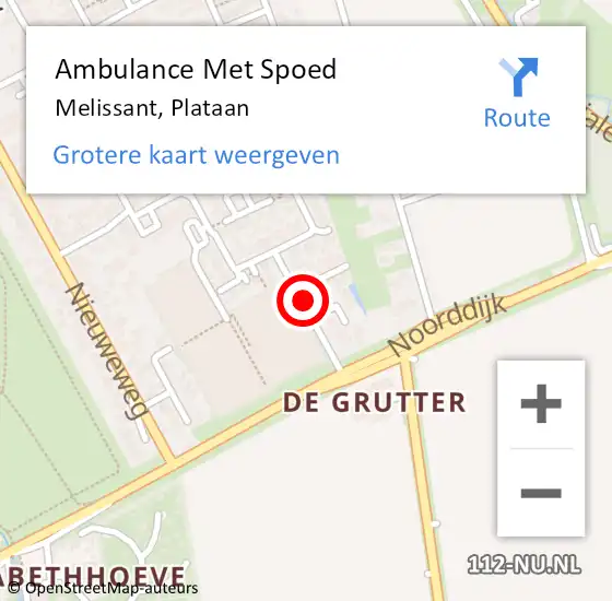 Locatie op kaart van de 112 melding: Ambulance Met Spoed Naar Melissant, Plataan op 12 april 2021 06:24