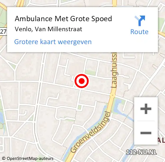 Locatie op kaart van de 112 melding: Ambulance Met Grote Spoed Naar Venlo, Van Millenstraat op 7 juni 2014 15:39