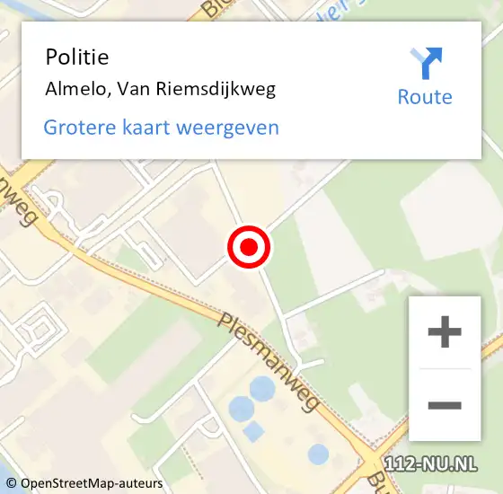 Locatie op kaart van de 112 melding: Politie Almelo, Van Riemsdijkweg op 12 april 2021 08:29