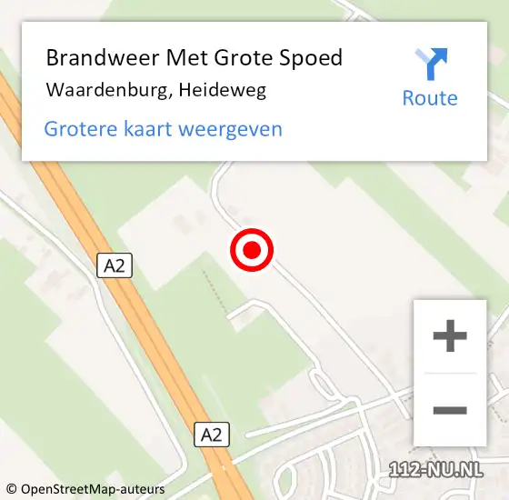 Locatie op kaart van de 112 melding: Brandweer Met Grote Spoed Naar Waardenburg, Heideweg op 12 april 2021 08:33