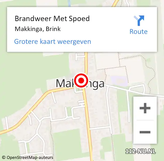 Locatie op kaart van de 112 melding: Brandweer Met Spoed Naar Makkinga, Brink op 12 april 2021 08:35