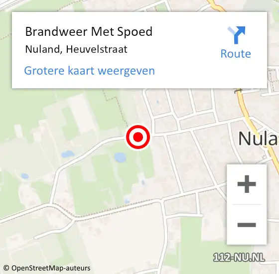 Locatie op kaart van de 112 melding: Brandweer Met Spoed Naar Nuland, Heuvelstraat op 12 april 2021 09:27