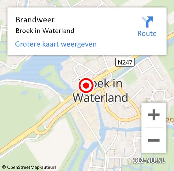 Locatie op kaart van de 112 melding: Brandweer Broek in Waterland op 12 april 2021 11:16