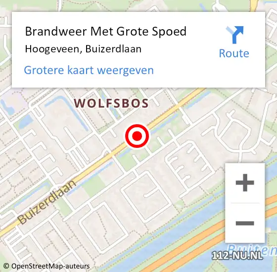 Locatie op kaart van de 112 melding: Brandweer Met Grote Spoed Naar Hoogeveen, Buizerdlaan op 12 april 2021 11:42