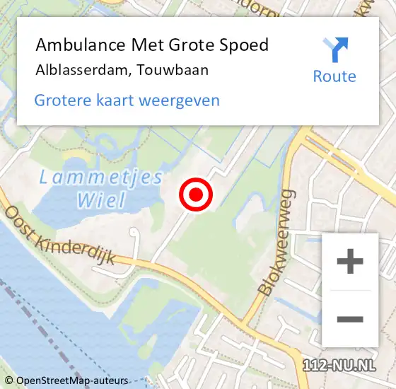 Locatie op kaart van de 112 melding: Ambulance Met Grote Spoed Naar Alblasserdam, Touwbaan op 12 april 2021 12:33