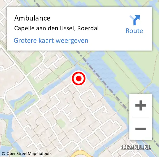 Locatie op kaart van de 112 melding: Ambulance Capelle aan den IJssel, Roerdal op 12 april 2021 12:44