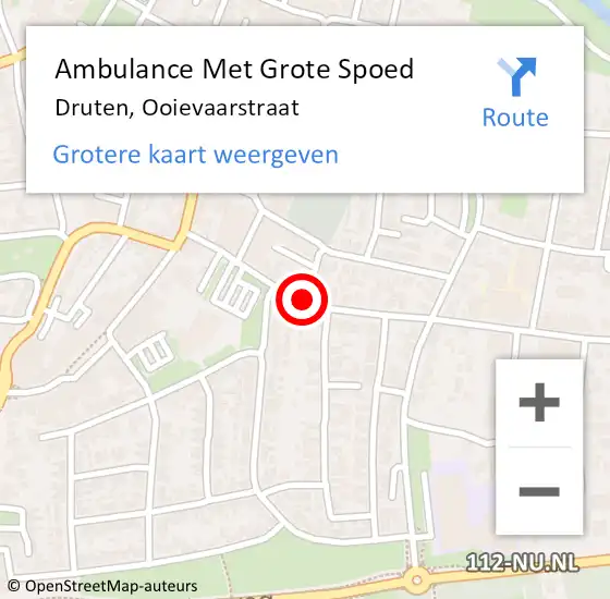 Locatie op kaart van de 112 melding: Ambulance Met Grote Spoed Naar Druten, Ooievaarstraat op 12 april 2021 13:08