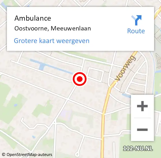 Locatie op kaart van de 112 melding: Ambulance Oostvoorne, Meeuwenlaan op 12 april 2021 13:17