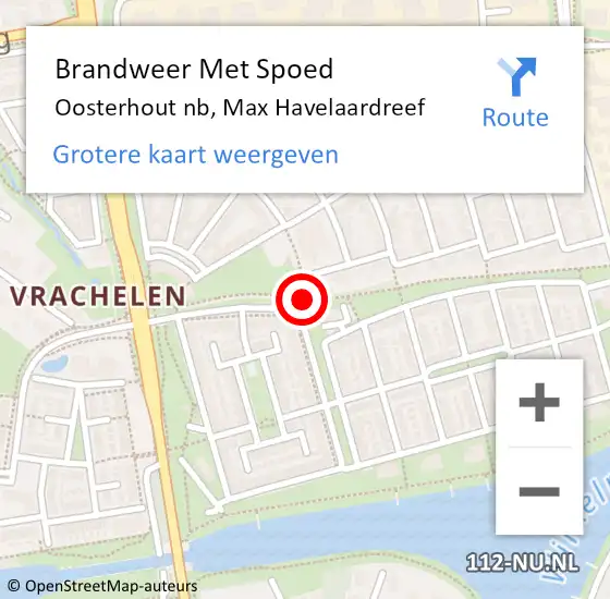 Locatie op kaart van de 112 melding: Brandweer Met Spoed Naar Oosterhout nb, Max Havelaardreef op 12 april 2021 13:17