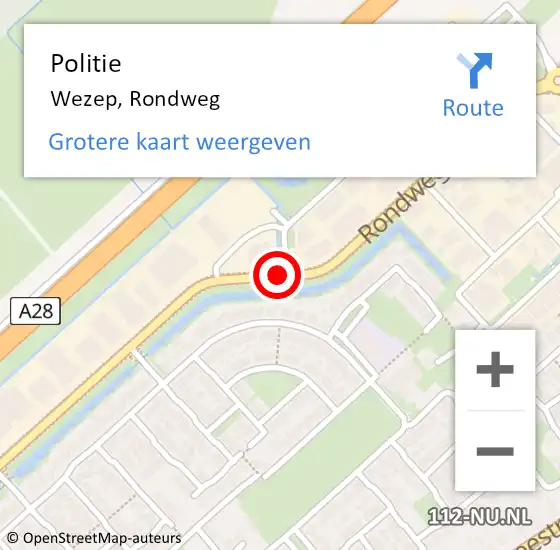 Locatie op kaart van de 112 melding: Politie Wezep, Rondweg op 12 april 2021 13:28