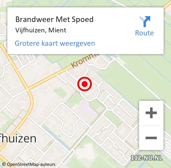 Locatie op kaart van de 112 melding: Brandweer Met Spoed Naar Vijfhuizen, Mient op 12 april 2021 13:59