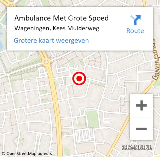 Locatie op kaart van de 112 melding: Ambulance Met Grote Spoed Naar Wageningen, Kees Mulderweg op 12 april 2021 14:06