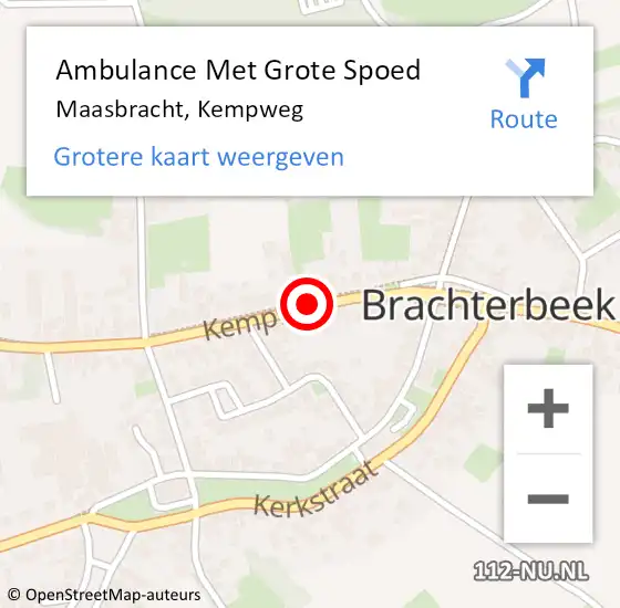 Locatie op kaart van de 112 melding: Ambulance Met Grote Spoed Naar Maasbracht, Kempweg op 12 april 2021 14:31
