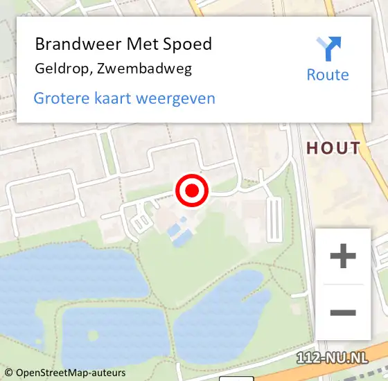 Locatie op kaart van de 112 melding: Brandweer Met Spoed Naar Geldrop, Zwembadweg op 12 april 2021 15:21