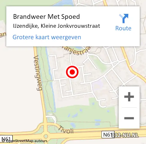 Locatie op kaart van de 112 melding: Brandweer Met Spoed Naar IJzendijke, Kleine Jonkvrouwstraat op 12 april 2021 15:44