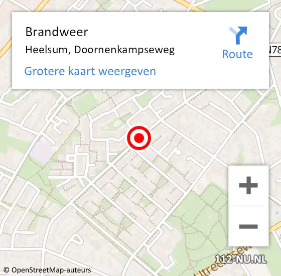 Locatie op kaart van de 112 melding: Brandweer Heelsum, Doornenkampseweg op 12 april 2021 15:58