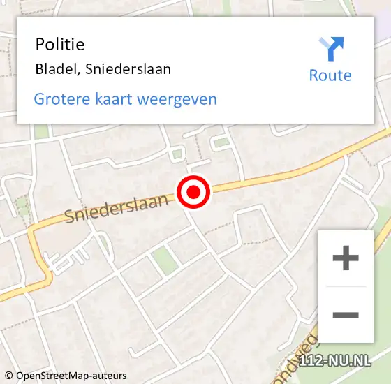 Locatie op kaart van de 112 melding: Politie Bladel, Sniederslaan op 12 april 2021 17:08