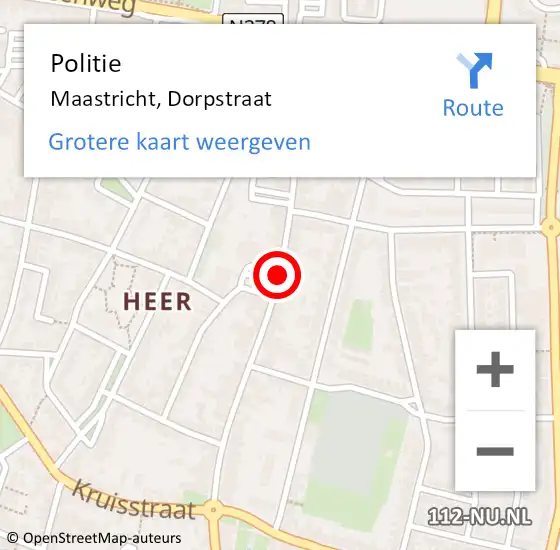 Locatie op kaart van de 112 melding: Politie Maastricht, Dorpstraat op 12 april 2021 18:00