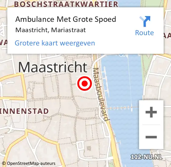 Locatie op kaart van de 112 melding: Ambulance Met Grote Spoed Naar Maastricht, Mariastraat op 7 juni 2014 16:40