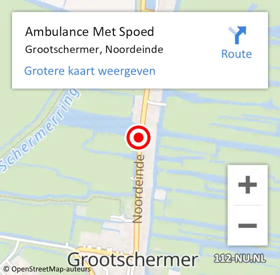 Locatie op kaart van de 112 melding: Ambulance Met Spoed Naar Grootschermer, Noordeinde op 12 april 2021 18:29