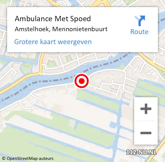 Locatie op kaart van de 112 melding: Ambulance Met Spoed Naar Amstelhoek, Mennonietenbuurt op 12 april 2021 18:47