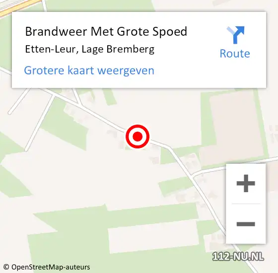 Locatie op kaart van de 112 melding: Brandweer Met Grote Spoed Naar Etten-Leur, Lage Bremberg op 12 april 2021 18:54