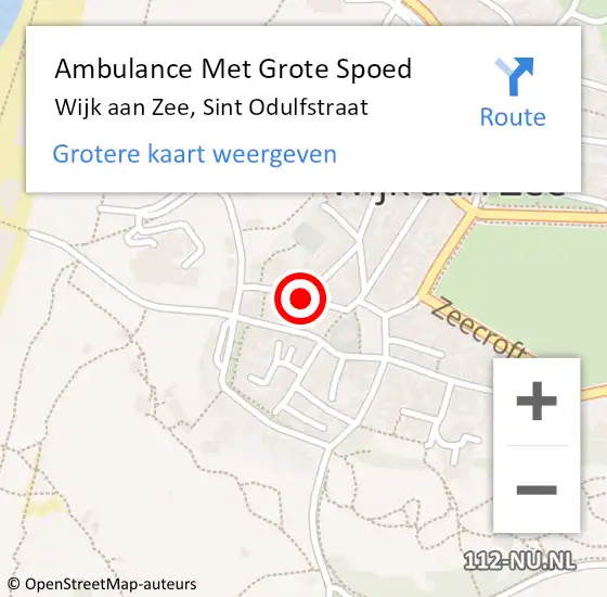 Locatie op kaart van de 112 melding: Ambulance Met Grote Spoed Naar Wijk aan Zee, Sint Odulfstraat op 12 april 2021 19:18