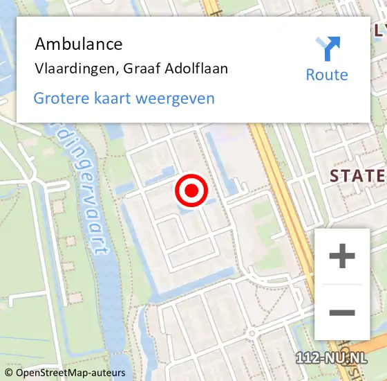 Locatie op kaart van de 112 melding: Ambulance Vlaardingen, Graaf Adolflaan op 12 april 2021 19:19