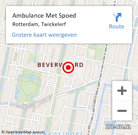 Locatie op kaart van de 112 melding: Ambulance Met Spoed Naar Rotterdam, Twickelerf op 12 april 2021 19:27