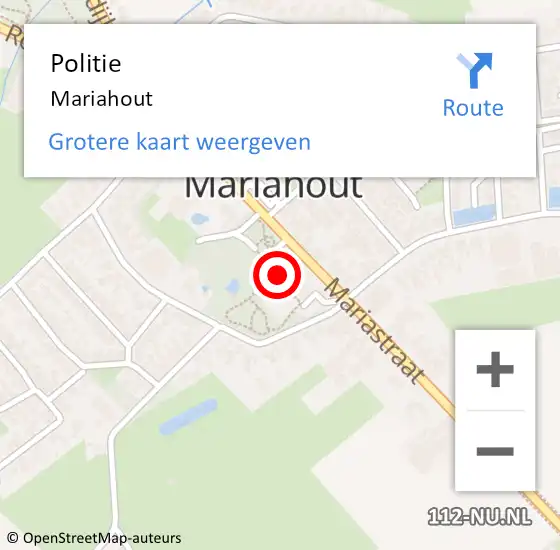 Locatie op kaart van de 112 melding: Politie Mariahout op 12 april 2021 20:44