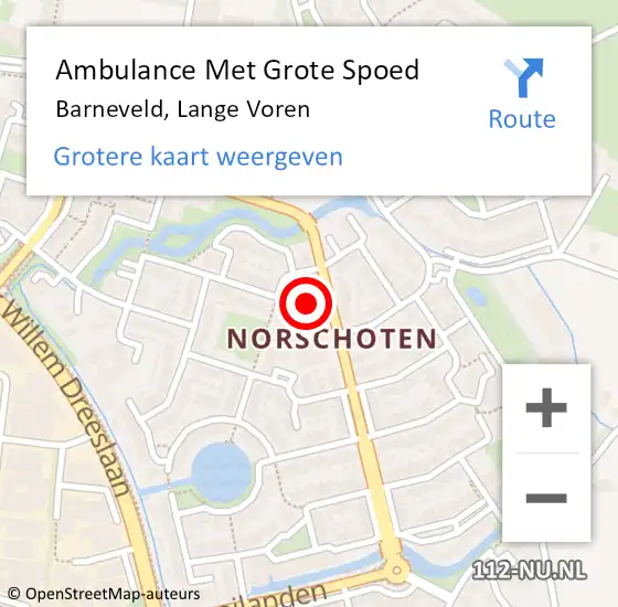 Locatie op kaart van de 112 melding: Ambulance Met Grote Spoed Naar Barneveld, Lange Voren op 12 april 2021 21:06