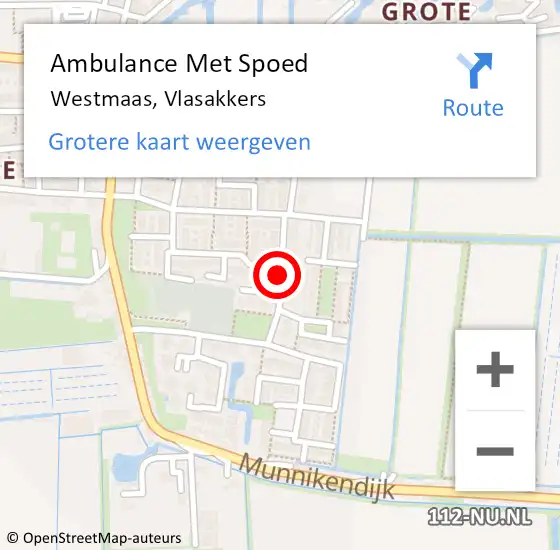 Locatie op kaart van de 112 melding: Ambulance Met Spoed Naar Westmaas, Vlasakkers op 12 april 2021 22:15