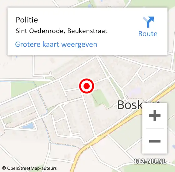 Locatie op kaart van de 112 melding: Politie Sint Oedenrode, Beukenstraat op 13 april 2021 05:52