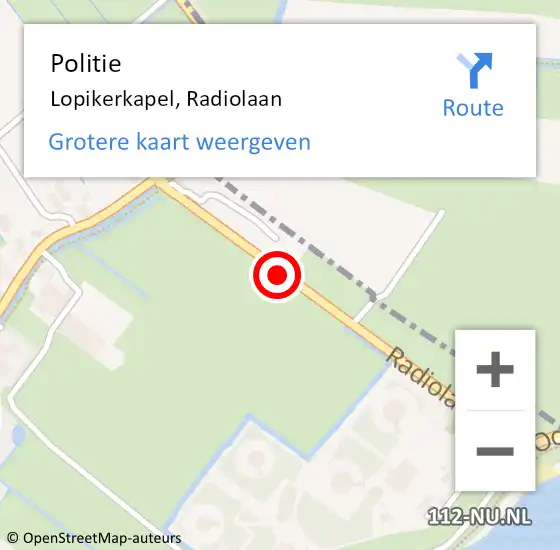 Locatie op kaart van de 112 melding: Politie Lopikerkapel, Radiolaan op 13 april 2021 08:51