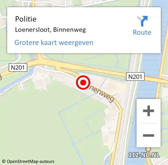 Locatie op kaart van de 112 melding: Politie Loenersloot, Binnenweg op 13 april 2021 09:11