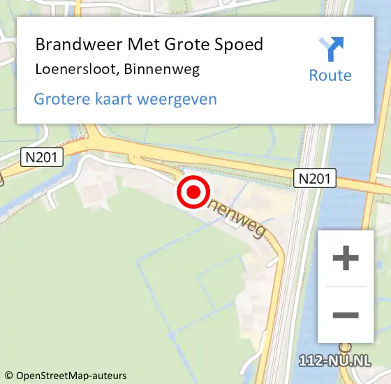 Locatie op kaart van de 112 melding: Brandweer Met Grote Spoed Naar Loenersloot, Binnenweg op 13 april 2021 09:11