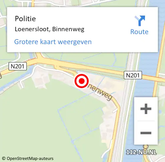 Locatie op kaart van de 112 melding: Politie Loenersloot, Binnenweg op 13 april 2021 09:15