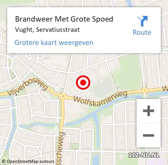 Locatie op kaart van de 112 melding: Brandweer Met Grote Spoed Naar Vught, Servatiusstraat op 13 april 2021 10:02