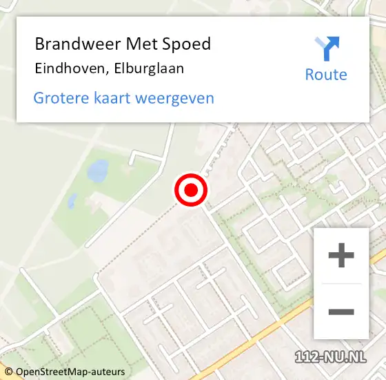 Locatie op kaart van de 112 melding: Brandweer Met Spoed Naar Eindhoven, Elburglaan op 13 april 2021 10:03