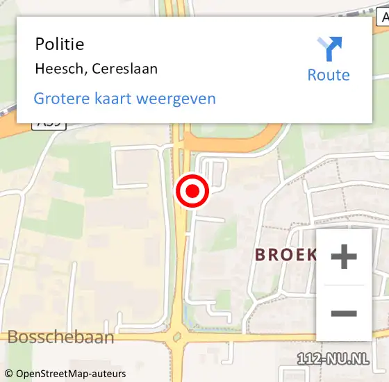 Locatie op kaart van de 112 melding: Politie Heesch, Cereslaan op 13 april 2021 12:24