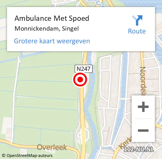 Locatie op kaart van de 112 melding: Ambulance Met Spoed Naar Monnickendam, Singel op 13 april 2021 13:59