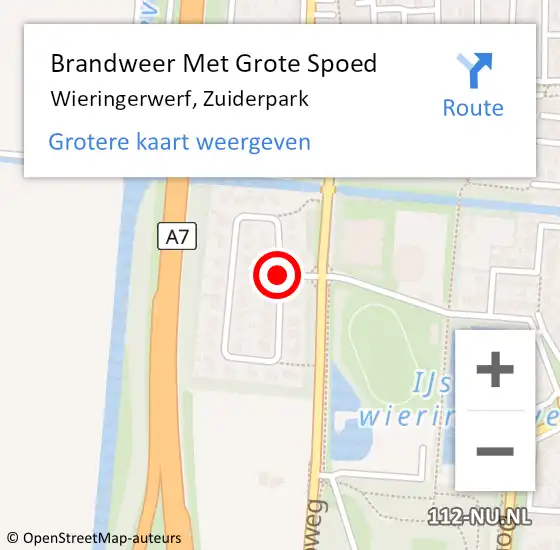 Locatie op kaart van de 112 melding: Brandweer Met Grote Spoed Naar Wieringerwerf, Zuiderpark op 13 april 2021 14:20